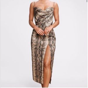 Meshski cowl satin snake skin dress